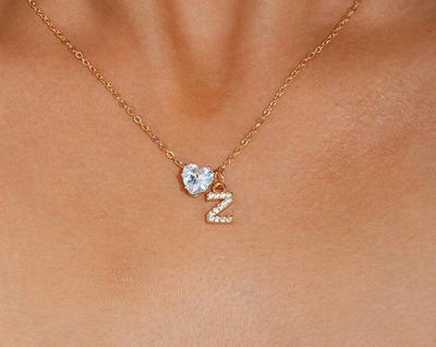 Collana Anna - lettera individuale con diamante a cuore