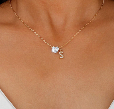 Collana Anna - lettera individuale con diamante a cuore