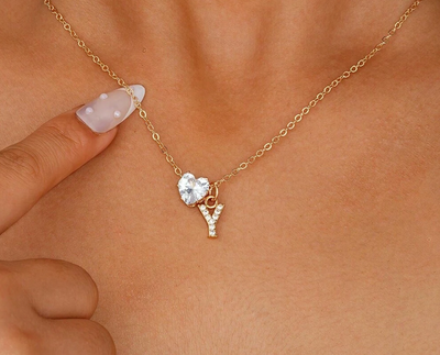 Collana Anna - lettera individuale con diamante a cuore