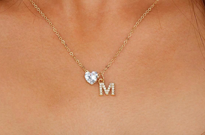 Collana Anna - lettera individuale con diamante a cuore
