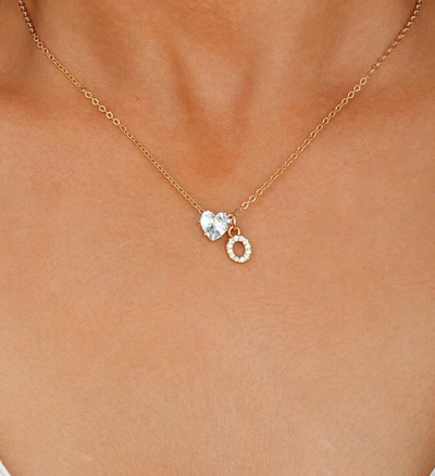Collana Anna - lettera individuale con diamante a cuore