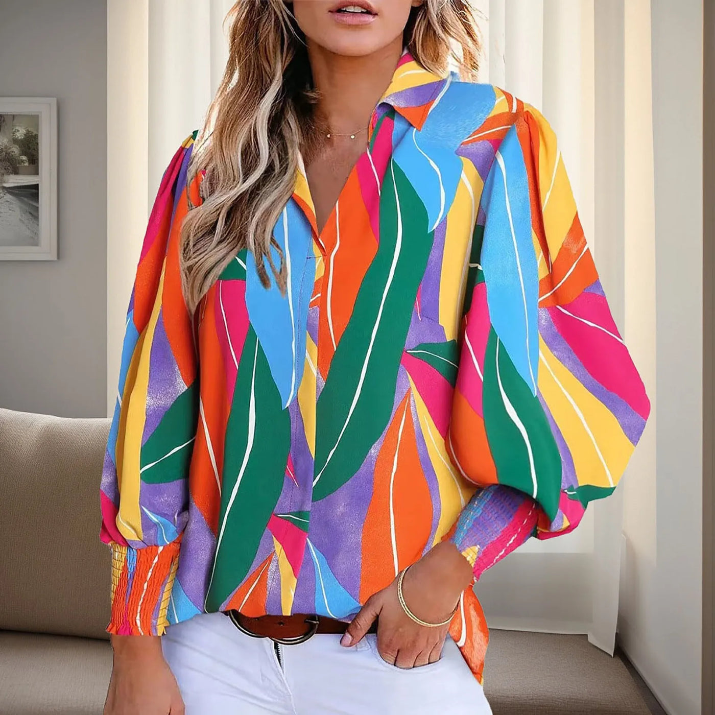 Zana - Vintage Bunt druck Blusen