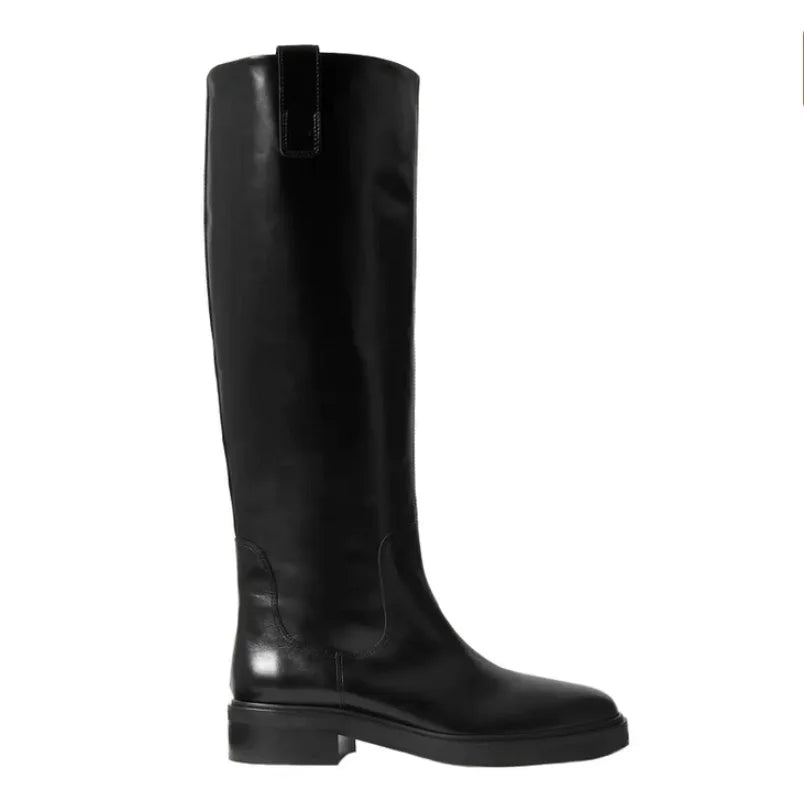 Nikola - Lange Komfortstiefel aus Leder mit Absatz