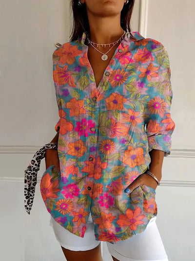 Luna - Lange Bluse mit Blumendruck
