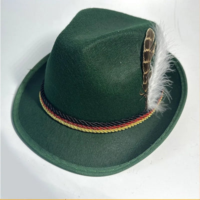 Elegant Herren-Oktoberfest-Fedora mit Feder – Das perfekte Kostüm-Accessoire für Ihren Festauftritt