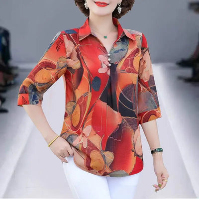 Amelia - Vintage Blumen druck Blusen