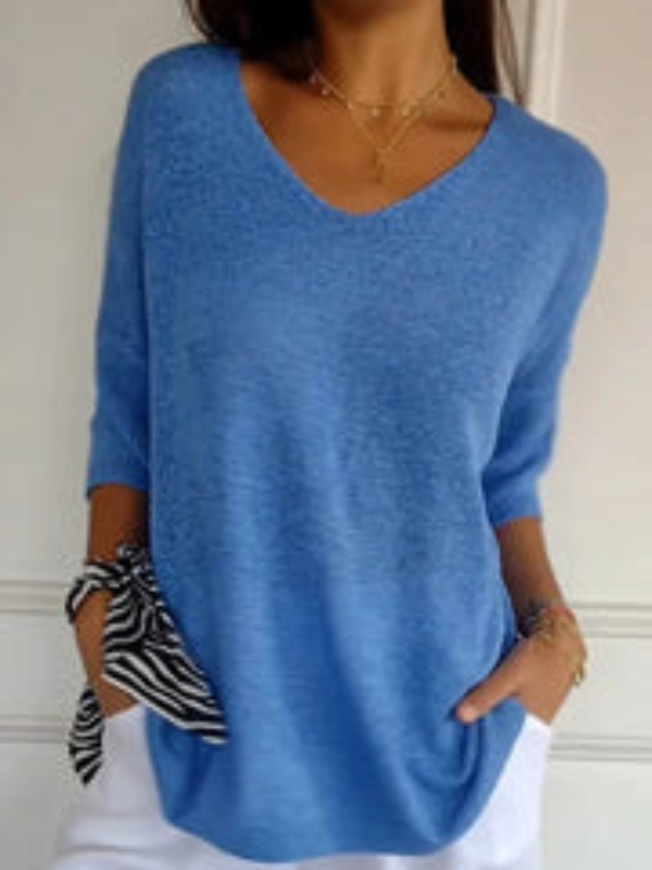 Lina™ | Unifarbenes Stricktop mit V-Ausschnitt