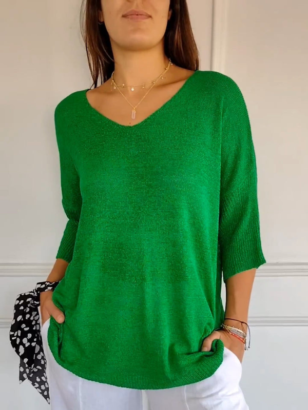 Lina™ | Unifarbenes Stricktop mit V-Ausschnitt