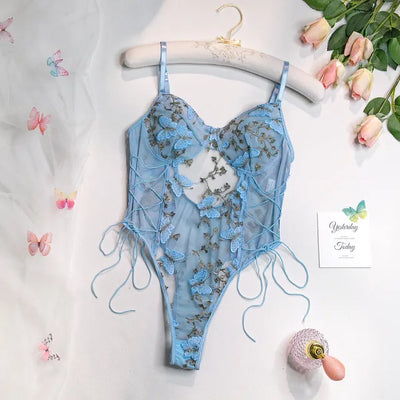 Selene | Body con farfalle ricamate 