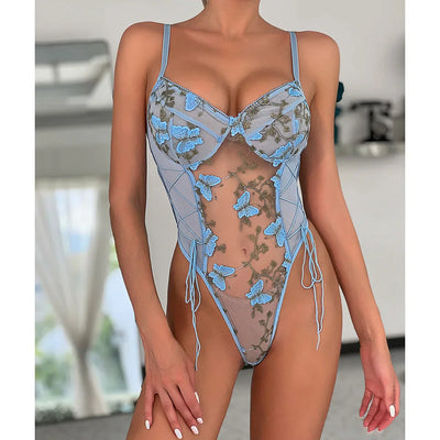 Selene | Body con farfalle ricamate 