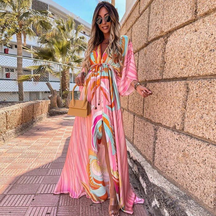Kiana - Elegant bedrucktes Beach Cover Up Kleid
