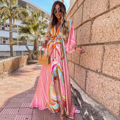 Kiana - Elegant bedrucktes Beach Cover Up Kleid