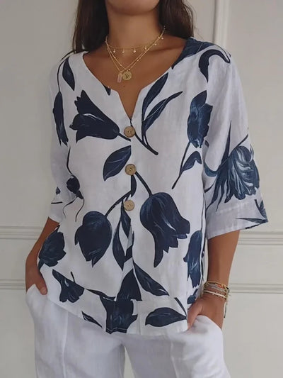 Sanne™ | Florale Knopfbluse