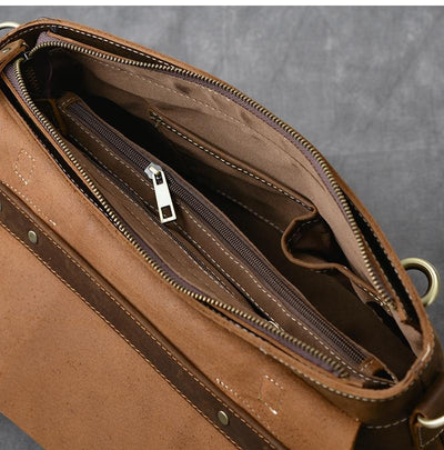 YPERN | Braune Lederhandtasche