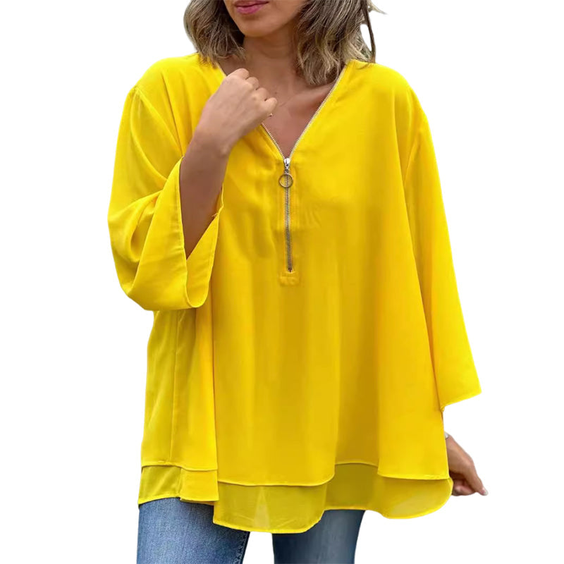 Heidi™ | V-Ausschnitt Fließendes Zip-Top