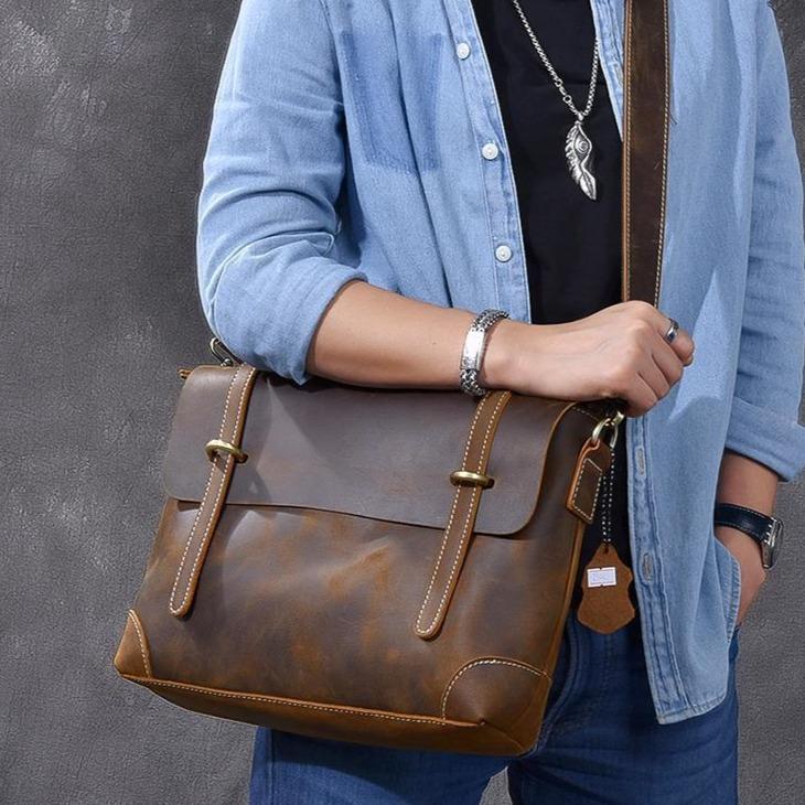 YPERN | Braune Lederhandtasche
