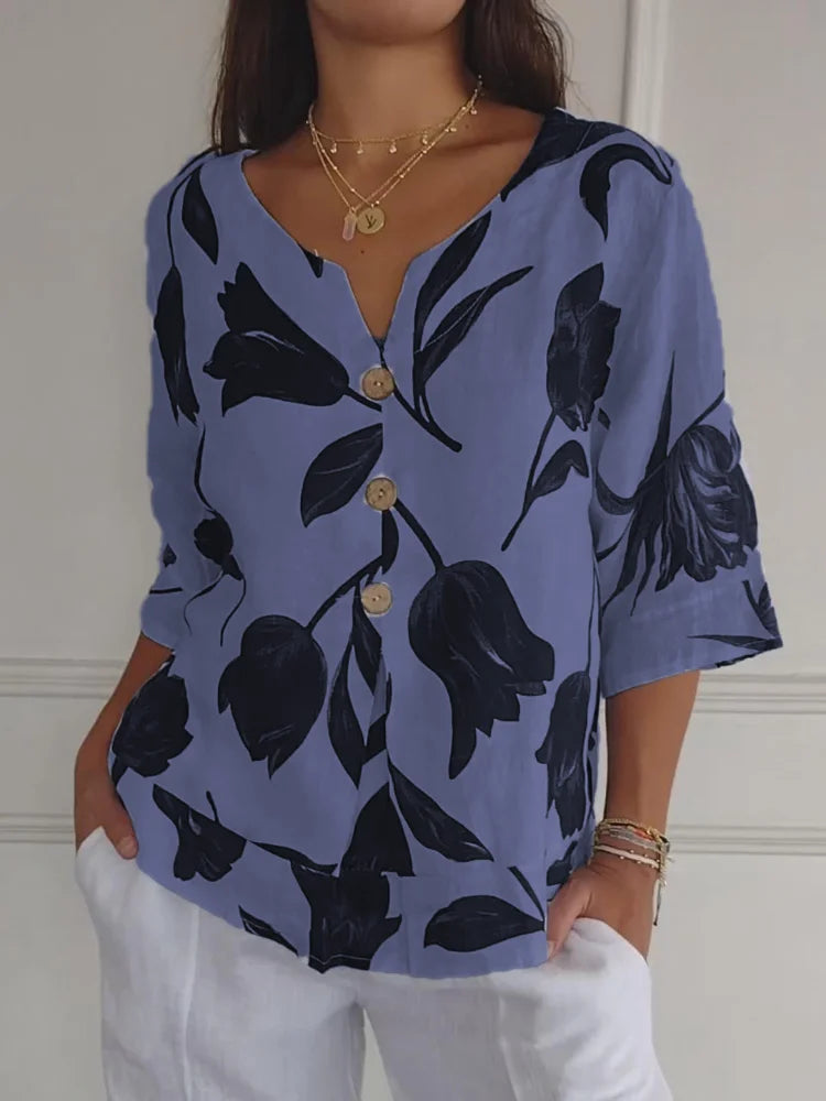Sanne™ | Florale Knopfbluse
