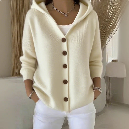 Tina - Damen-Baumwollcardigan, glatt, bequem, locker, mit langen Ärmeln