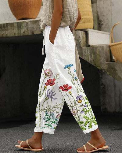 Bonnie - Lässige Hose mit Blumendruck und Taschen