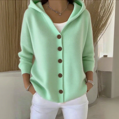 Tina - Damen-Baumwollcardigan, glatt, bequem, locker, mit langen Ärmeln