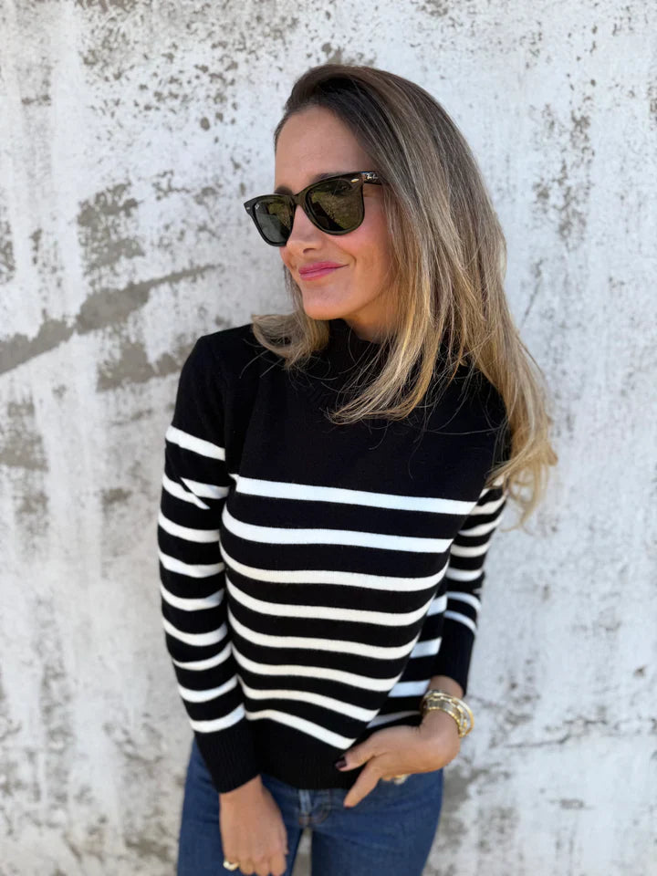 Demi - Gestreifter Damen Pullover mit Knofpen