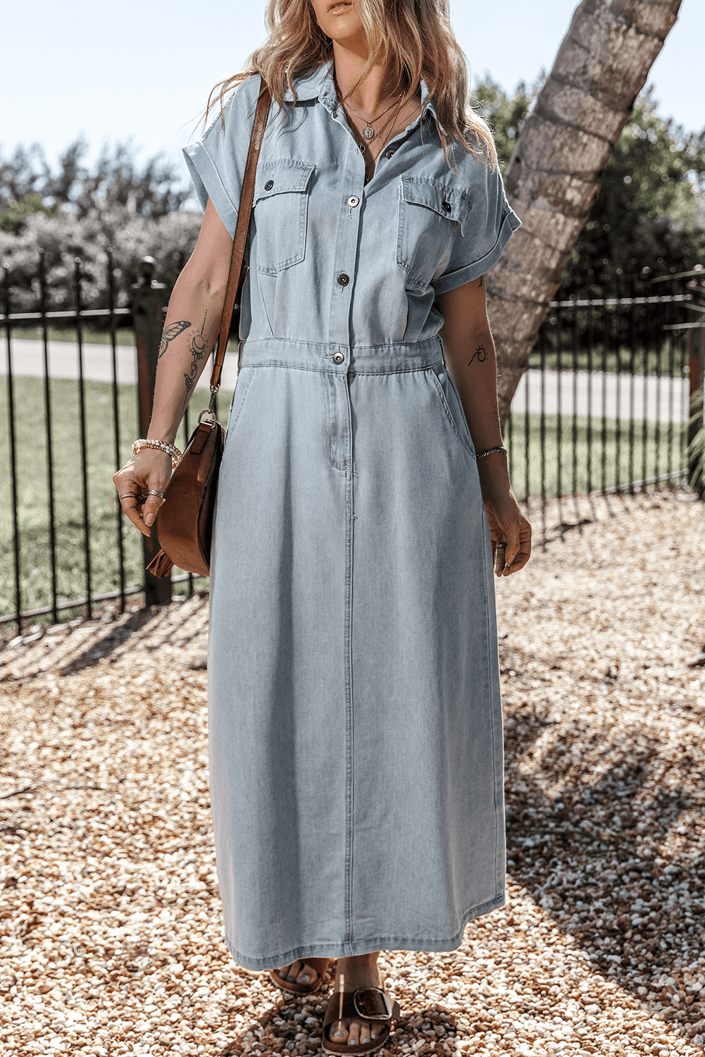 Sofia® | Elegantes Jeanskleid mit kurzen Fledermausärmeln