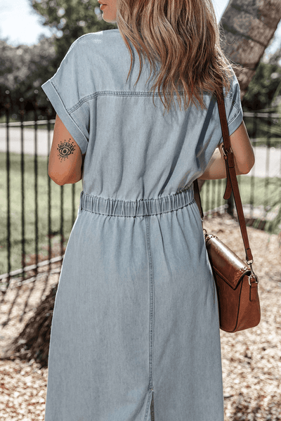Sofia® | Elegantes Jeanskleid mit kurzen Fledermausärmeln