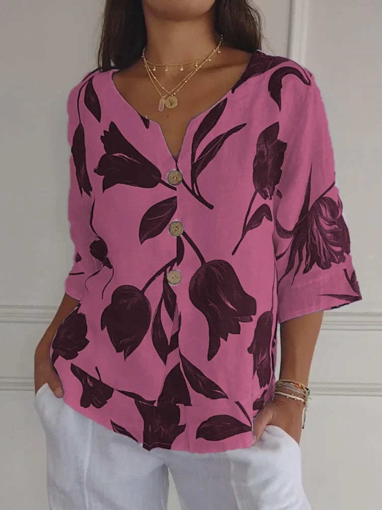 Sanne™ | Florale Knopfbluse