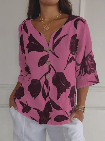Sanne™ | Florale Knopfbluse