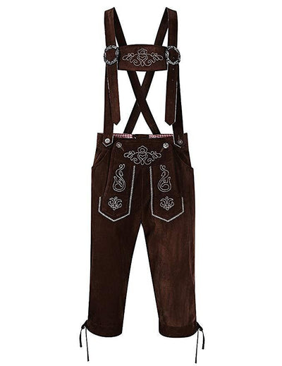 Stilvolle Herren Lederhosen-Shorts mit kunstvoller Stickerei und verstellbaren Hosenträgern – Perfekt für das Oktoberfest