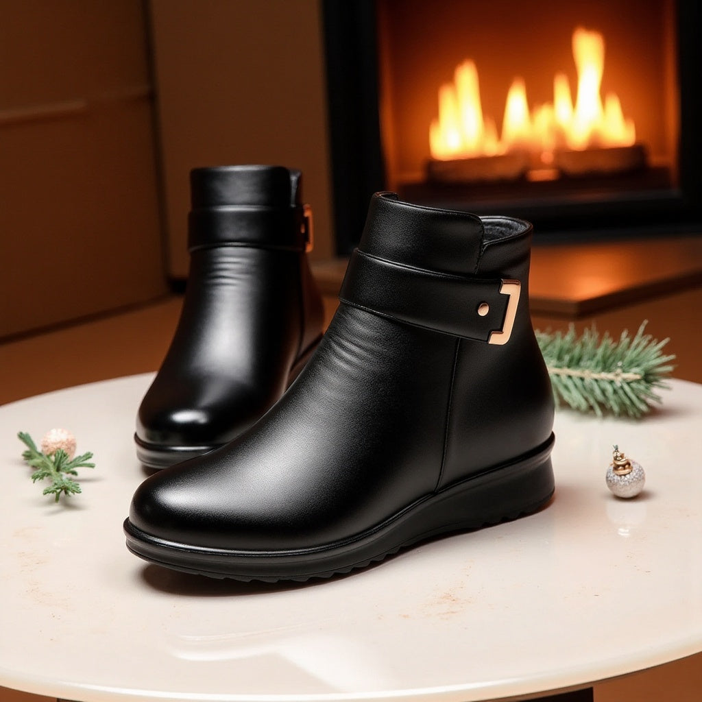 Caroline | Elegante Lederstiefel, innen aus Wolle