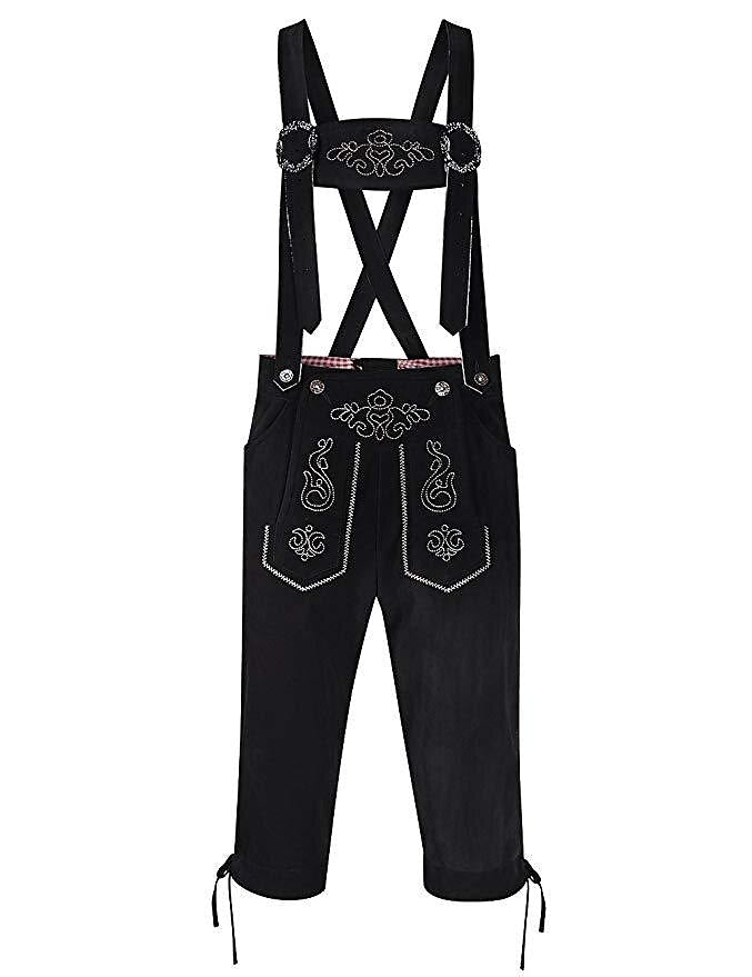 Stilvolle Herren Lederhosen-Shorts mit kunstvoller Stickerei und verstellbaren Hosenträgern – Perfekt für das Oktoberfest