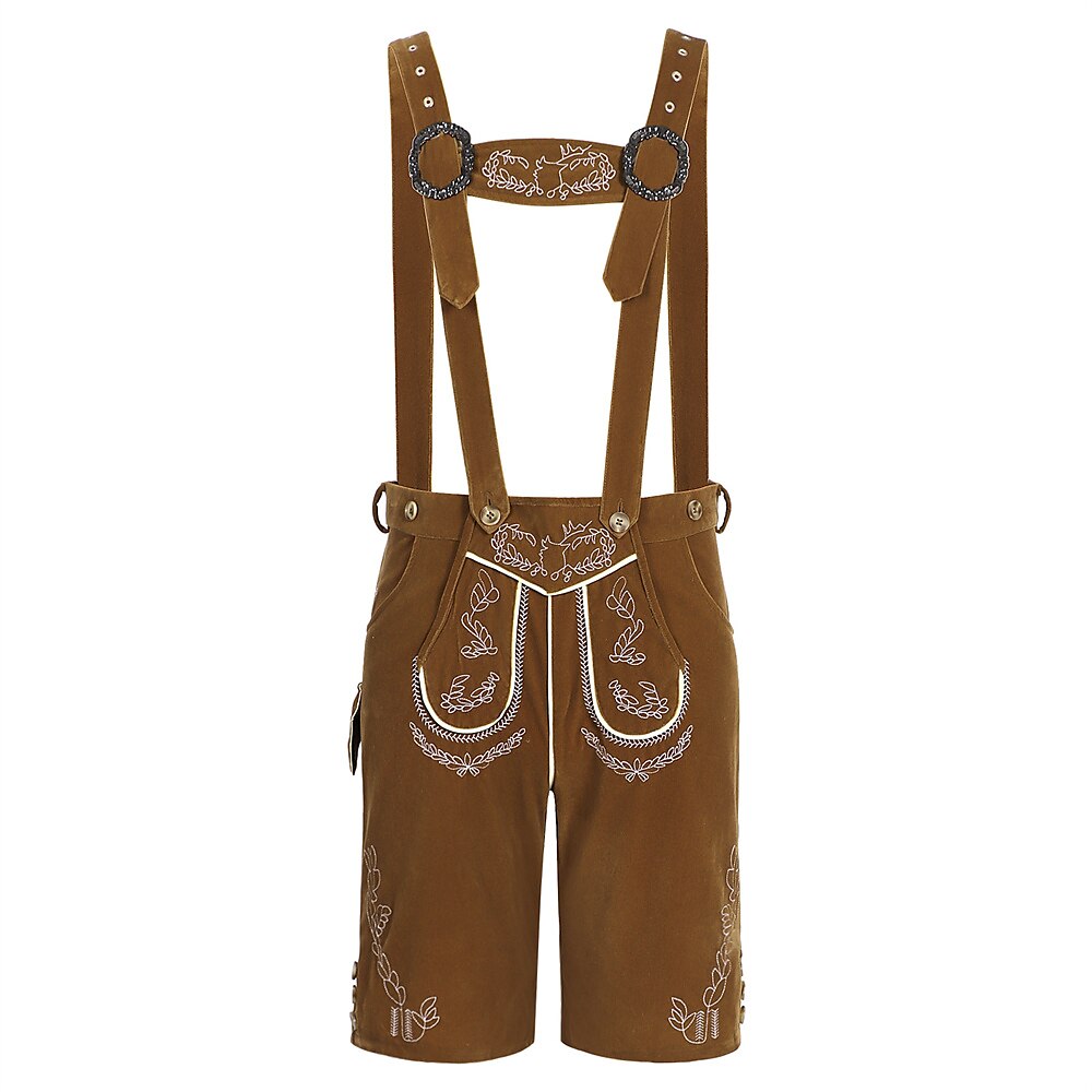 Herren-Oktoberfest-Lederhosen mit kunstvoller Stickerei, praktischen Hosenträgern und gemütlichen Seitentaschen