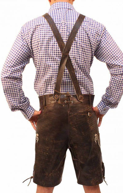Herren Oktoberfest Lederhosen mit stilvollen Stickereien und verstellbaren Trägern für authentischen Bayerischen Look