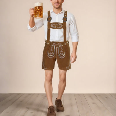 Herren-Oktoberfest-Lederhosen mit kunstvoller Stickerei, praktischen Hosenträgern und gemütlichen Seitentaschen