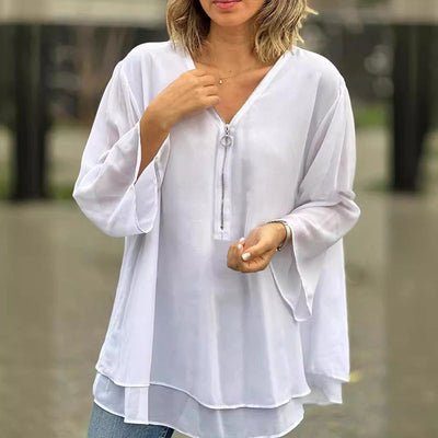 Heidi™ | V-Ausschnitt Fließendes Zip-Top