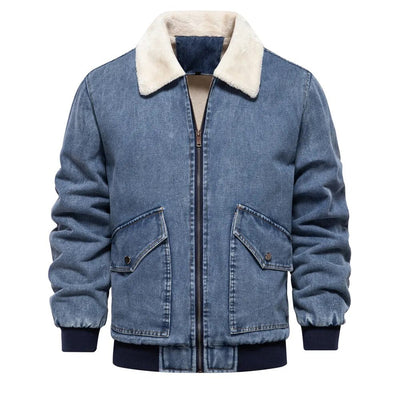 Mason® - veste d'hiver en jean avec doublure en fourrure 