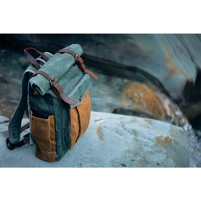 MARSEILLE | Rolltop-Rucksack aus wachsbeschichtetem Segeltuch