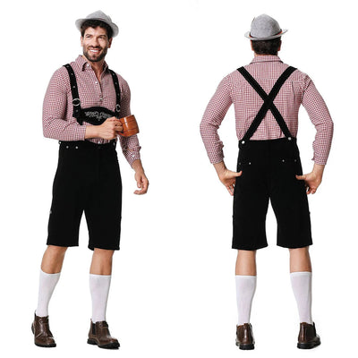 Traditionelles Herren-Oktoberfest-Lederhosen-Set mit Hemd und Krawatte für den perfekten Bierfest-Look